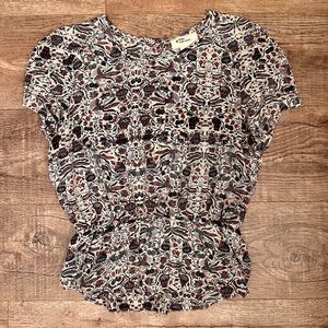 Isabel Marant Floral Silk Short Sleeve Blouse Size 3